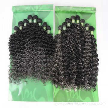 Top Quality Bone Straight  Piano Color Yaki Bouncy Curly Hand Tied Weft Hair Extension Bundles Weavons Synthetic Hair Weft